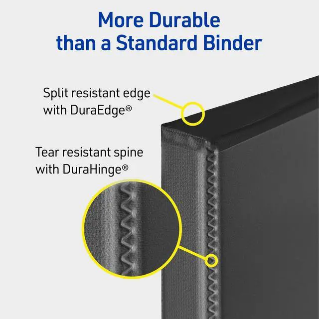 Alt view image 2 of 6 - Durable View 3 Ring Binder, 1 Inch Slant Rings, 250-Sheet Capacity, DuraHinge, 1.4 Inch Wide Spine, Customizable Clear Covers and Spine, 1 Dark Blue Binder (17014) (Pack of 12)
