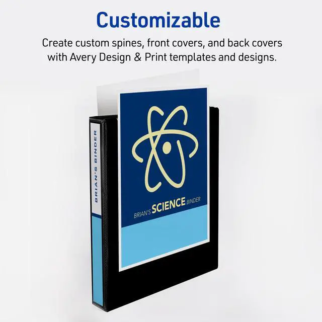 Alt view image 5 of 6 - Durable View 3 Ring Binder, 1 Inch Slant Rings, 250-Sheet Capacity, DuraHinge, 1.4 Inch Wide Spine, Customizable Clear Covers and Spine, 1 Dark Blue Binder (17014) (Pack of 12)
