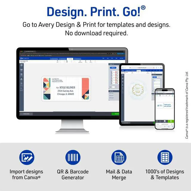 Alt view image 6 of 6 - Printable Shipping Labels with Sure Feed, 3-1/2" x 5", White, 400 Blank Mailing Labels for Laser Printers (5168) (Pack of 5)