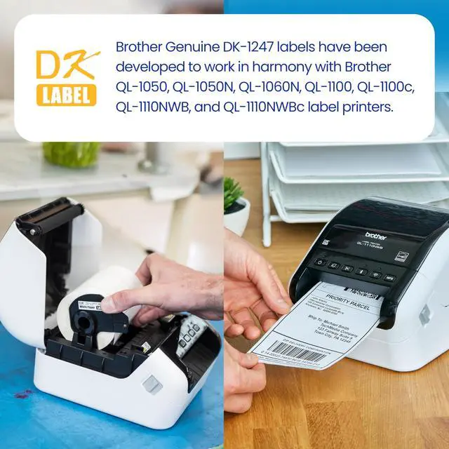 Alt view image 4 of 6 - Genuine DK-124712PK Die-Cut Large Shipping Labels, 4.07 in x 6.4 in (103 mm x 164 mm), White Paper Labels, 180 per Roll, 12 Rolls per Box, for use with Select QL Label Printers