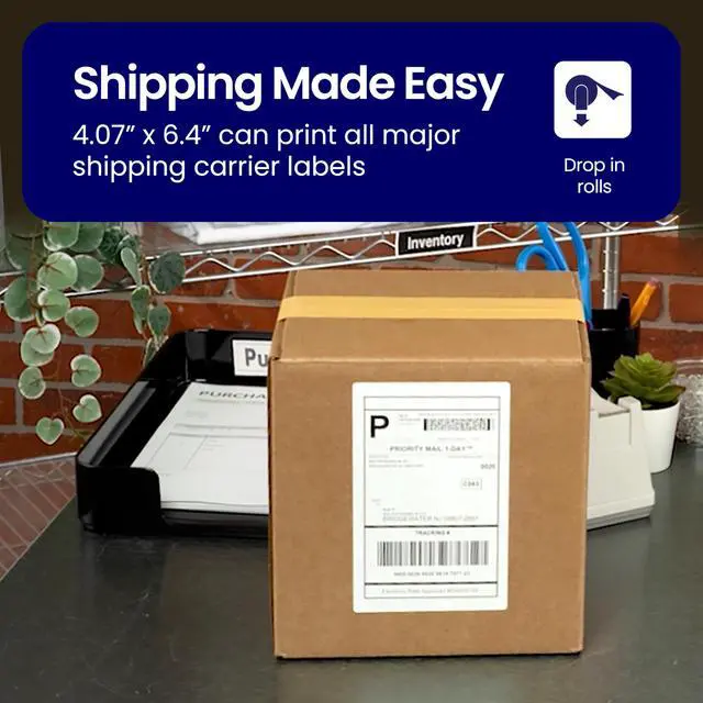 Alt view image 6 of 6 - Genuine DK-124712PK Die-Cut Large Shipping Labels, 4.07 in x 6.4 in (103 mm x 164 mm), White Paper Labels, 180 per Roll, 12 Rolls per Box, for use with Select QL Label Printers