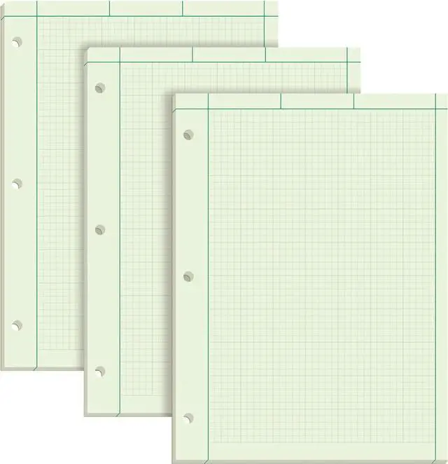 Main image of Engineering Notebooks,Graph Notebooks,Quad Ruled Pad,8-1/2" x 11",Glue, 5 x 5 Graph Rule on Back,Green Tint Paper,3-Hole Punched,100 Sheets per Pad (35507A),(Pack of 36)