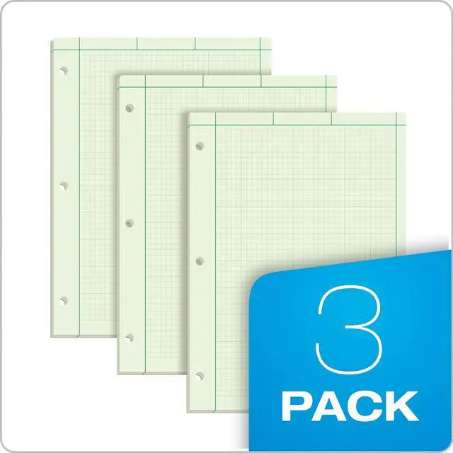 Alt view image 6 of 6 - Engineering Notebooks,Graph Notebooks,Quad Ruled Pad,8-1/2" x 11",Glue, 5 x 5 Graph Rule on Back,Green Tint Paper,3-Hole Punched,100 Sheets per Pad (35507A),(Pack of 36)