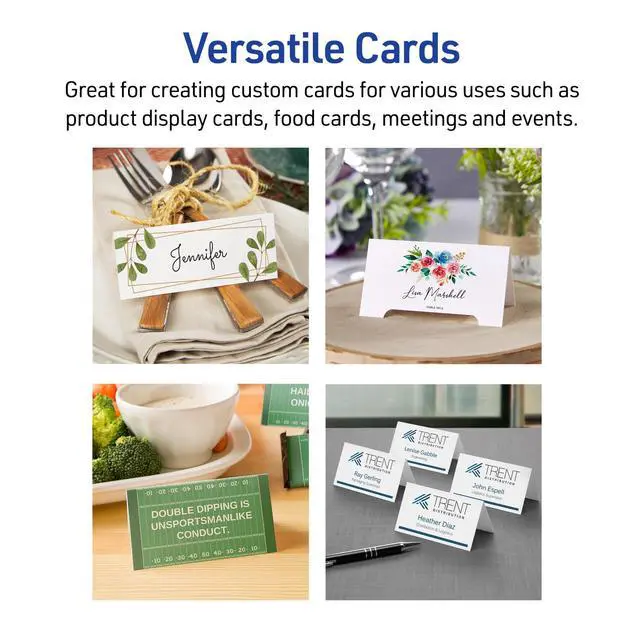 Alt view image 6 of 6 - White Tent Cards with Embossed Border | Printable | For Laser & Inkjet | 2-1/2" x 8-1/2" | Pack of 5, 500 Cards
