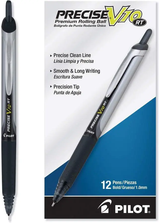 Main image of Precise V10 RT Refillable & Retractable Rolling Ball Pens, Bold Point 1 mm, Blue(Pack of 144)