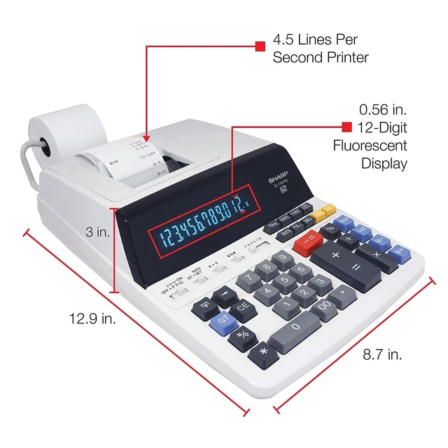 Alt view image 2 of 6 - EL-1197PIII Heavy Duty Color Printing Calculator with Clock and Calendar