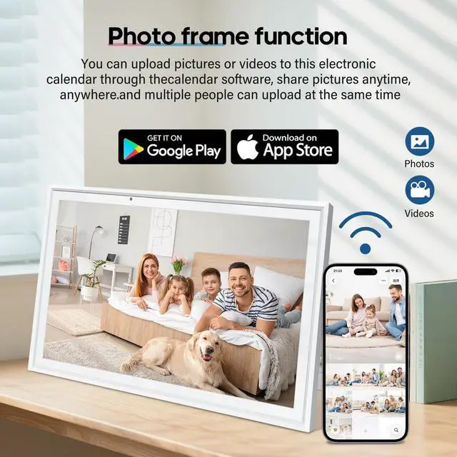 Alt view image 3 of 6 - Digital Calendar 15.6 Inch Smart Electronic Family Planner with Chore Chart Display, IPS HD Touch Screen with WiFi App Control, Share Photos, Videos and Sound Reminder, Desk Calendar Refills