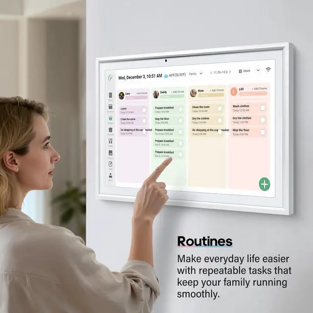 Alt view image 5 of 6 - Digital Calendar 15.6 Inch Smart Electronic Family Planner with Chore Chart Display, IPS HD Touch Screen with WiFi App Control, Share Photos, Videos and Sound Reminder, Desk Calendar Refills