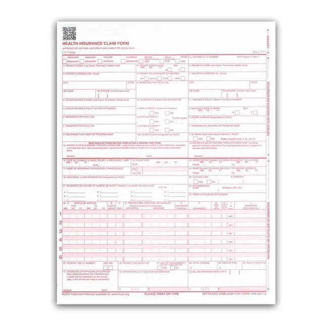 Alt view image 2 of 5 - CMS 1500 / HCFA 1500 Insurance Claim Forms - Laser/Ink-Jet Compatible (New Version 02/12) Letter Size 8-12" x 11", 1000 Sheets Per Pack