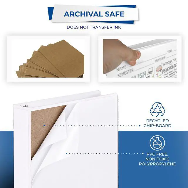 Alt view image 5 of 6 - 1.5 Inch 3 Ring Binders, Economy Round Ring, Clear View Cover, 325 Sheet Capacity - for School, Home, Office - White, 12 Pack