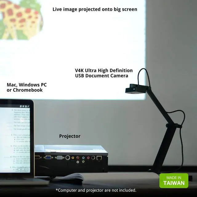 Alt view image 6 of 6 - V4K Ultra High Definition 8MP USB Document Camera Mac OS, Windows, Chromebook Compatible for Live Demo, Web Conferencing, Distance Learning, Remote Teaching, Green