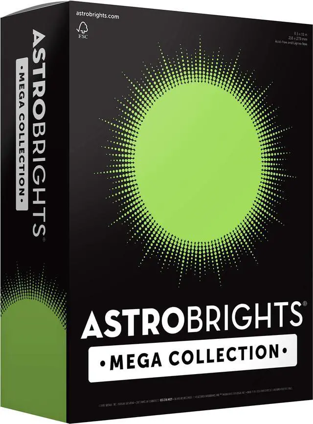 Main image of Mega Collection, Colored Cardstock, Bright Lime Green, 320 Sheets, 65 lb/176 gsm, 8.5" x 11" - MORE SHEETS! (91698) (Pack of 6)
