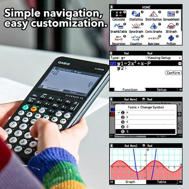 Alt view image 5 of 6 - fx-CG100 ClassWiz® Color Graphing Calculator with 3D Graph & Python | Large High-Res Display, Basic & Advanced Functions | Ideal for Exams, STEM, Programming & Advanced