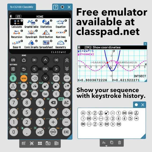 Alt view image 6 of 6 - fx-CG100 ClassWiz® Color Graphing Calculator with 3D Graph & Python | Large High-Res Display, Basic & Advanced Functions | Ideal for Exams, STEM, Programming & Advanced