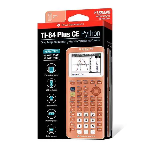 Alt view image 4 of 6 - TI-84 Plus CE Python Color Graphing Calculator, Coral (Metallic)