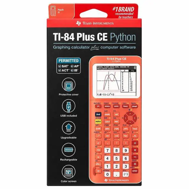 Alt view image 5 of 6 - TI-84 Plus CE Python Color Graphing Calculator, Coral (Metallic)