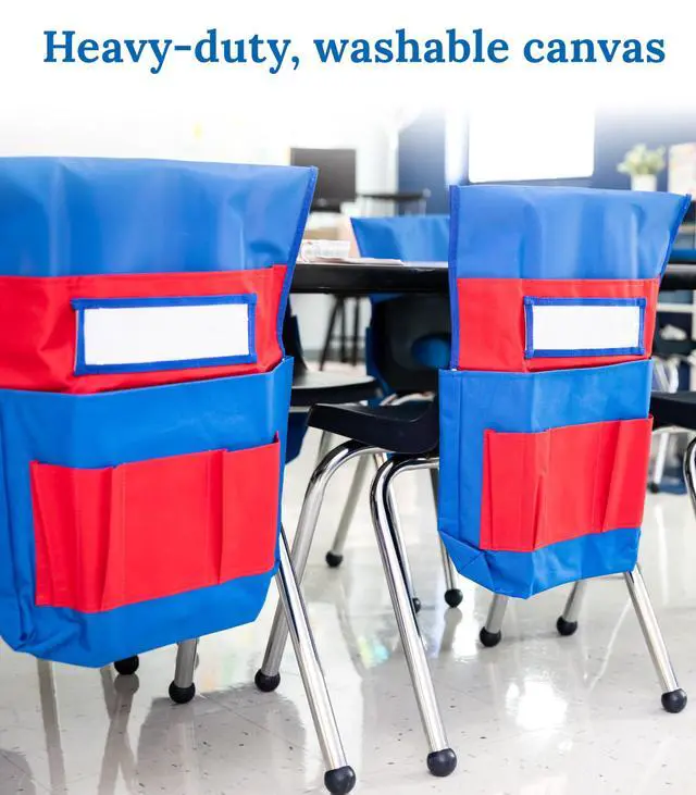 Alt view image 6 of 6 - Carson Dellosa 12-Piece Chairback Buddy Pocket Chart Chair Set, 15" W x 19" H Desk Buddy Pocket Organizer With Name Tag, Back of Chair Organizer for Classroom Supplies, Chair Pockets for Classroom