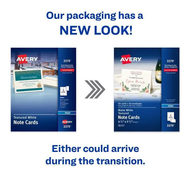 Alt view image 2 of 6 - Printable Note Cards, Envelopes Included, 4.25" x 5.5", Textured White, Laser & Inkjet Compatible, 50 Blank Cards, Great for Product Branding, Marketing, and More (3379), (Pack of 6)