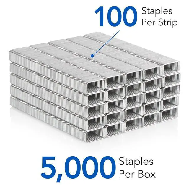 Alt view image 2 of 6 - Staples, Heavy Duty, 1/4" Length, 25 Sheet Capacity, 100/Strip, 5000/Box, (79394) (Pack of 10)
