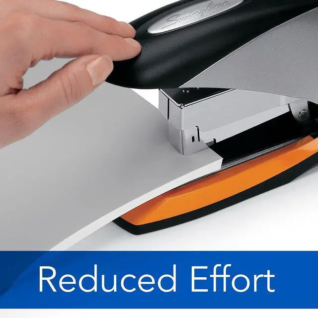 Alt view image 3 of 5 - Stapler, 70 Sheet Capacity, Optima 70, Jam Free, Reduced Effort, Soft Grip, Metal, Silver/Black/Orange (87875) (Pack of 3)