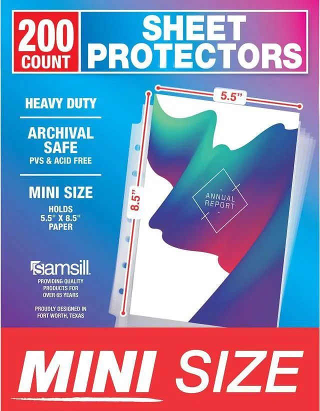 Main image of Mini Sheet Protectors, 5.5 x 8.5 Inch Page Protectors for Mini 3 Ring Binder, Heavy Duty, Clear Protector Sheets, 7 Hole, Top Loading, Acid Free (Pack of 2000)