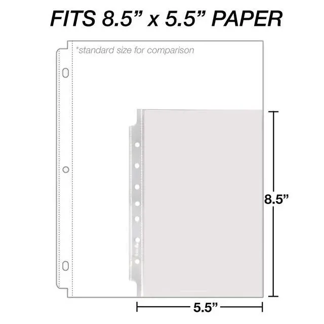 Alt view image 2 of 6 - Mini Sheet Protectors, 5.5 x 8.5 Inch Page Protectors for Mini 3 Ring Binder, Heavy Duty, Clear Protector Sheets, 7 Hole, Top Loading, Acid Free (Pack of 2000)