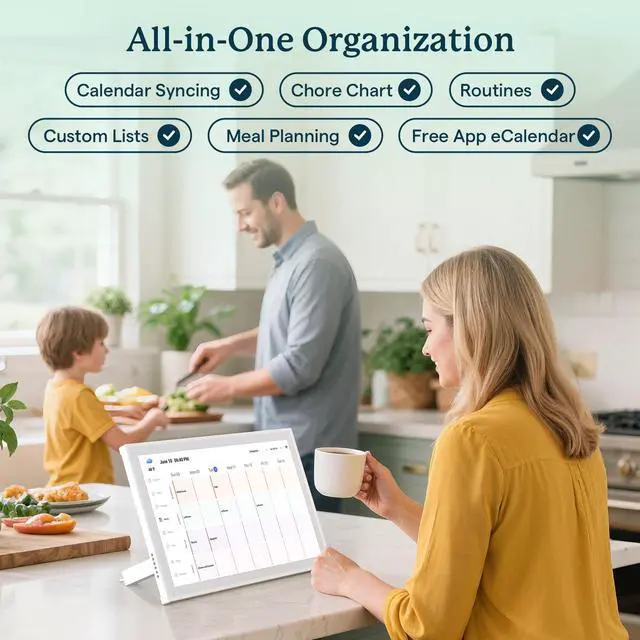 Alt view image 3 of 6 - Digital Calendar, 10.1inch Smart WiFi Electronic Calendar&Chore Chart, IPS Touch Screen HD Display for Family Schedules, Share Moments Instantly from Anywhere