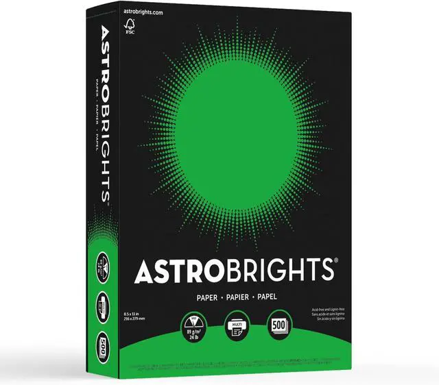 Main image of Astrobrights Color Paper, 8.5 x 11, 24 lb/89 GSM, Gamma Green, 500 Sheets (21548) (Pack of 5)