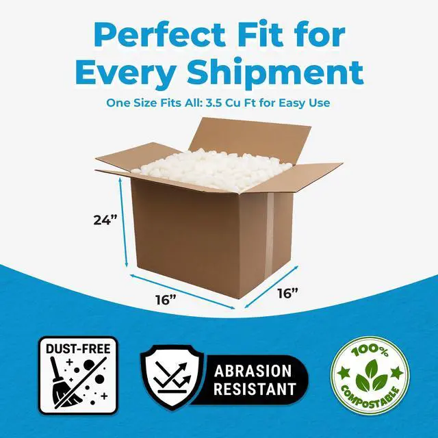 Alt view image 3 of 6 - MagicWater Packing Peanuts for Shipping - 3.5 Cu Ft - Bio Tube Recycled Compostable & Biodegradable Void Filler - Cushion for Shipping Packaging - Dust-Free & Abrasion Resistant - Non Styrofoam