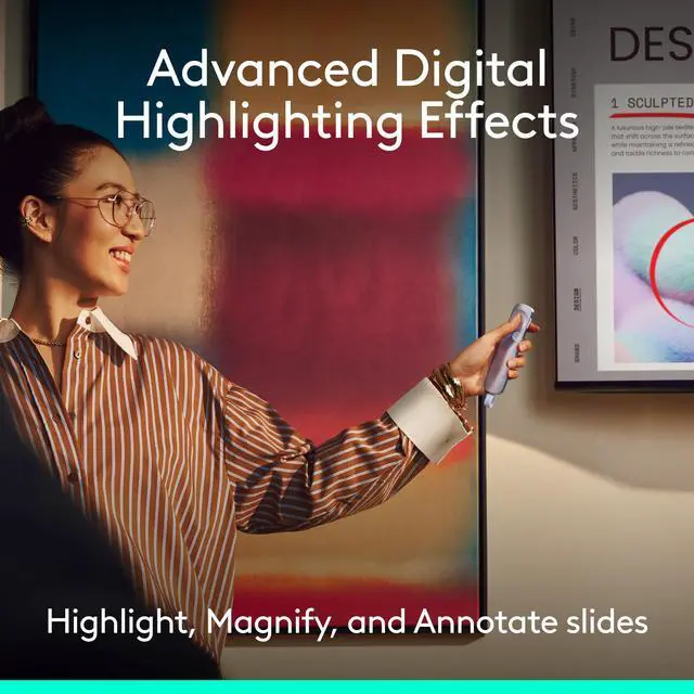 Alt view image 4 of 6 - Spotlight 2 Presentation Remote Wireless Clicker - Light Lilac | Clicker with haptics, digital highlighting, customizable actions, laser pointer, quick charge, Bluetooth, USB-C