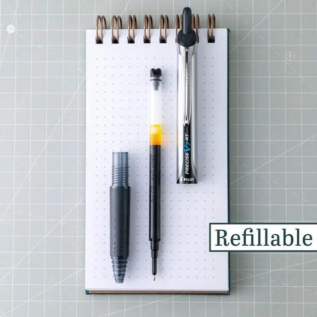 Alt view image 3 of 5 - Precise V7 RT Refillable & Retractable Liquid Ink Rollerball Pens, Black Ink Pens, Fine Point (0.7 mm), 14-count - Ideal for School, Journaling, and Office Writing (Pack of 7)