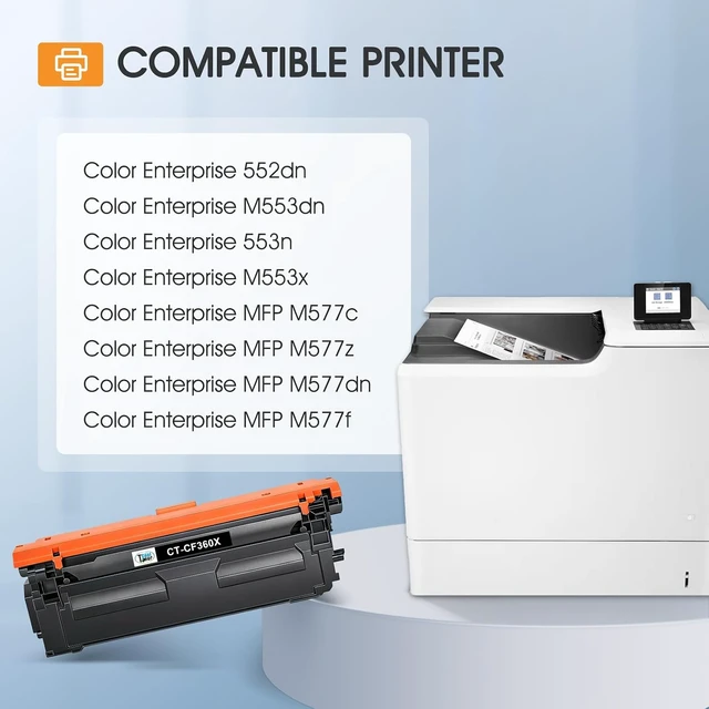 Alt view image 2 of 7 - 508X 508A M553 Toner Cartridge Set CF360X CF360A High Yield New Version | Compatible for HP Color LaserJet Enterprise M553 M552 MFP M577 Series M552dn M553dn M553n M553x Printer 4 Pack