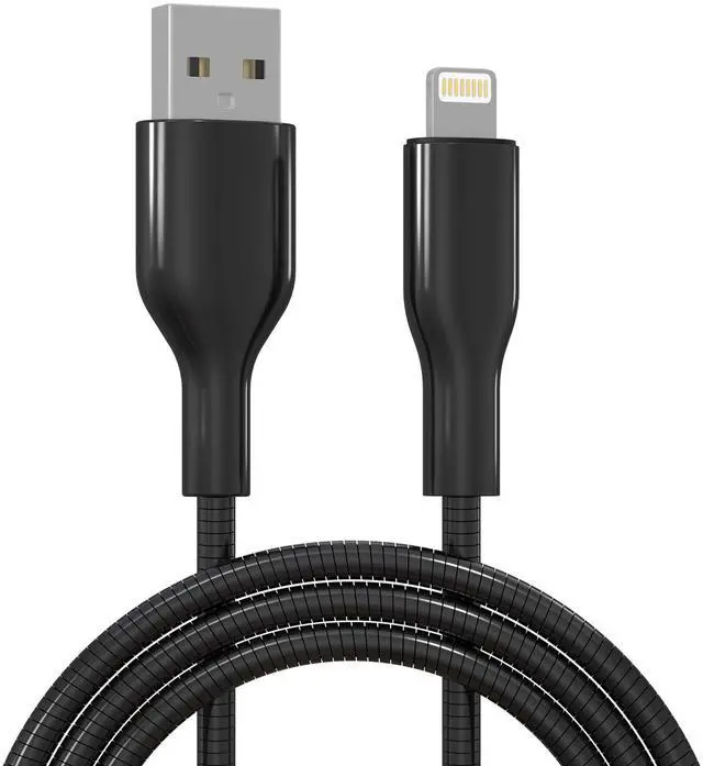 Main image of 6FT Chew Proof iPhone Charger Cord - MFi Certified Metal Braided Lightning Cable, Metal Cat & Dog Proof iPhone Charging Cord with 3A Fast Charging for iPhone 14 13 12 11 X XS XR 8 7 6 5