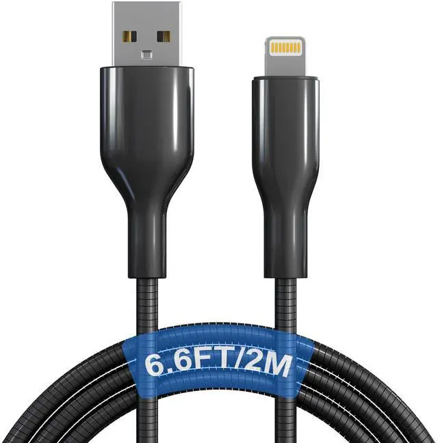 Main image of 6.6 FT Chew Proof iPhone Charging Cable - MFi Cat Proof Lightning Cable, Heavy-Duty Cat & Dog Chew-Proof Metal Lightning Cord with 3A Fast Charging, Data Sync, Carplay for iPhone14 13 12 11 X 8 7 6 5