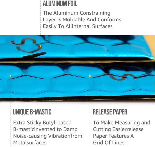 Alt view image 3 of 4 - Car Sound Deadening Mat, 14.5" x 10", 10-Pack, Noise and Heat Insulation, Self-Adhesive, Vibration Dampening