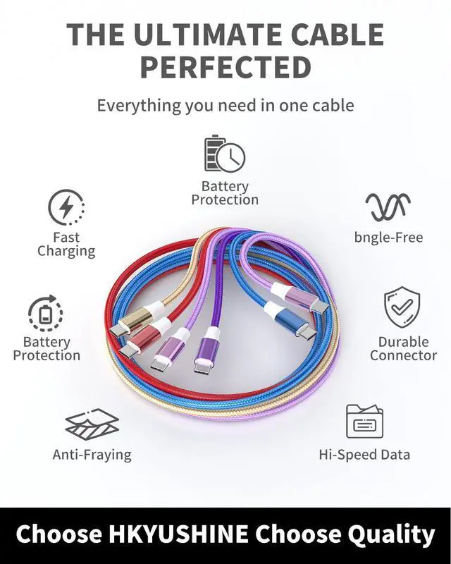 Alt view image 6 of 7 - USB to USB C Cable, 5-Pack Multi-Length (3/3/6/6/10FT), USBC C Chargers Fast Charging Cord Type C Cable, 3.1A 66W Max for Samsung Galaxy Note, Google Pixel, LG, OnePlus, Moto G & Android