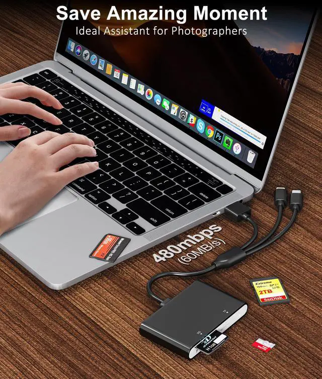 Alt view image 6 of 7 - Memory Stick Pro Duo Reader - 4-in-1 Multi Memory Card Reader with Triple Lightning/USB-C/USB-A for SD/Micro SD/MS/xD-Picture Card, Sony Cybershot Memory Stick Pro Duo Adapter for iPhone Android PC