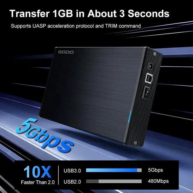 Alt view image 2 of 7 - USB 3.0 to 3.5 Inch Hard Drive Enclosure, Vertical External Hard Drive Docking with Stand for 3.5 inch SATA HDD SSD, Aluminum Alloy Drive Case Support Up to 24TB with UASP,Power Adapter