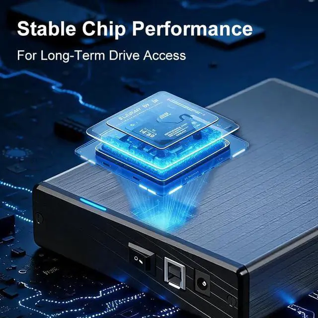 Alt view image 3 of 7 - USB 3.0 to 3.5 Inch Hard Drive Enclosure, Vertical External Hard Drive Docking with Stand for 3.5 inch SATA HDD SSD, Aluminum Alloy Drive Case Support Up to 24TB with UASP,Power Adapter