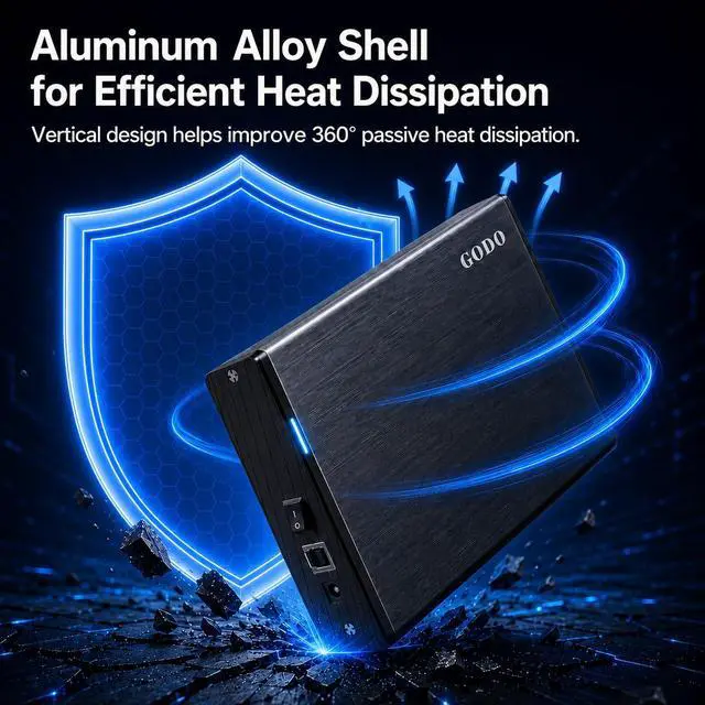 Alt view image 4 of 7 - USB 3.0 to 3.5 Inch Hard Drive Enclosure, Vertical External Hard Drive Docking with Stand for 3.5 inch SATA HDD SSD, Aluminum Alloy Drive Case Support Up to 24TB with UASP,Power Adapter