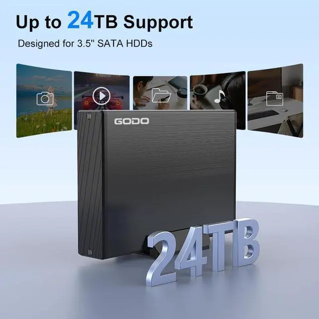 Alt view image 5 of 7 - USB 3.0 to 3.5 Inch Hard Drive Enclosure, Vertical External Hard Drive Docking with Stand for 3.5 inch SATA HDD SSD, Aluminum Alloy Drive Case Support Up to 24TB with UASP,Power Adapter