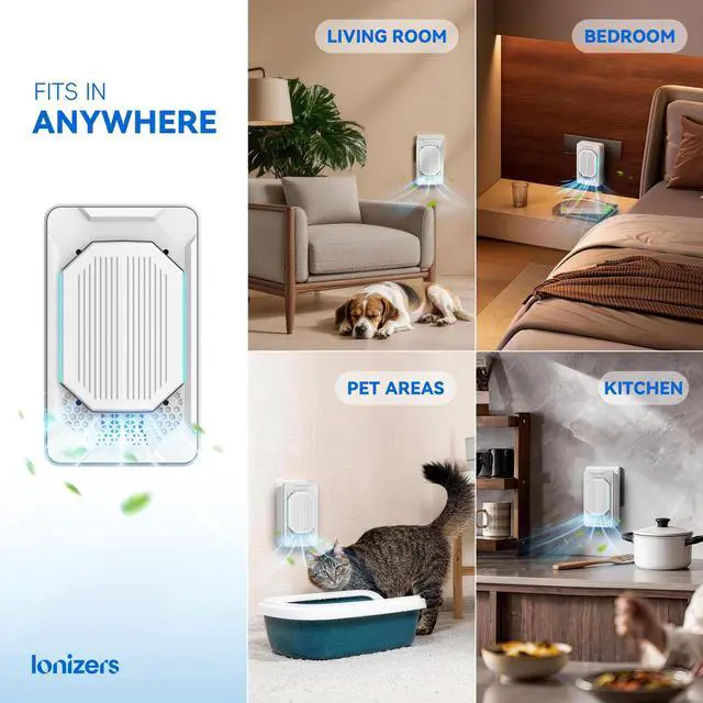 Alt view image 5 of 7 - Air Purifiers for Home Pets (2 Pack), Air Ionizers Plug In for Bedroom, Office & Kitchen, Portable Quiet Odor Reducer for Pets, Smoke, Dust & Pollen, Air Freshener, Easy to Use, Low Noise