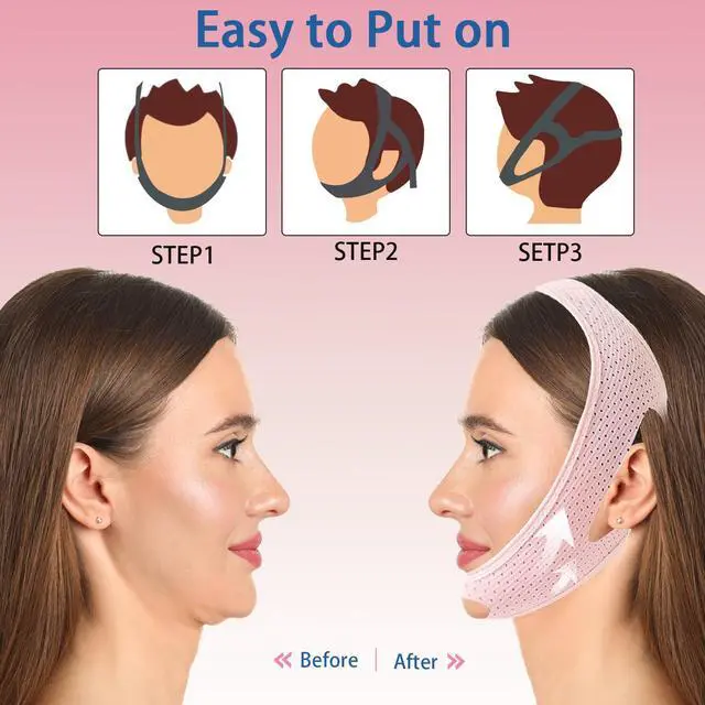 Alt view image 3 of 6 - Chin Strap for Sleeping, Chin Strap for CPAP Users, Jaw Strap for Sleep Apnea, Adjustable & Breathable Chin Strap, Anti Snoring Devices,Snore Stopper for Men and Women, (Pink/M)