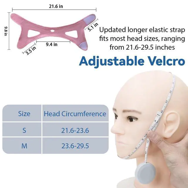 Alt view image 5 of 6 - Chin Strap for Sleeping, Chin Strap for CPAP Users, Jaw Strap for Sleep Apnea, Adjustable & Breathable Chin Strap, Anti Snoring Devices,Snore Stopper for Men and Women, (Pink/M)