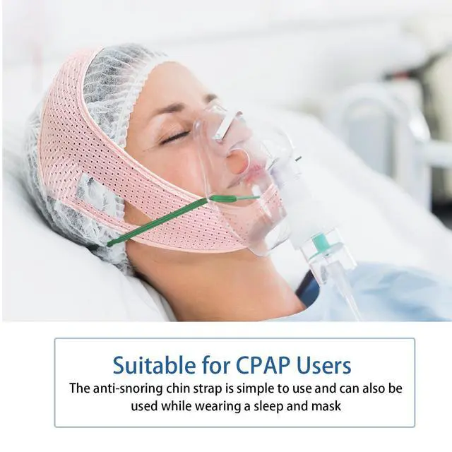 Alt view image 6 of 6 - Chin Strap for Sleeping, Chin Strap for CPAP Users, Jaw Strap for Sleep Apnea, Adjustable & Breathable Chin Strap, Anti Snoring Devices,Snore Stopper for Men and Women, (Pink/M)