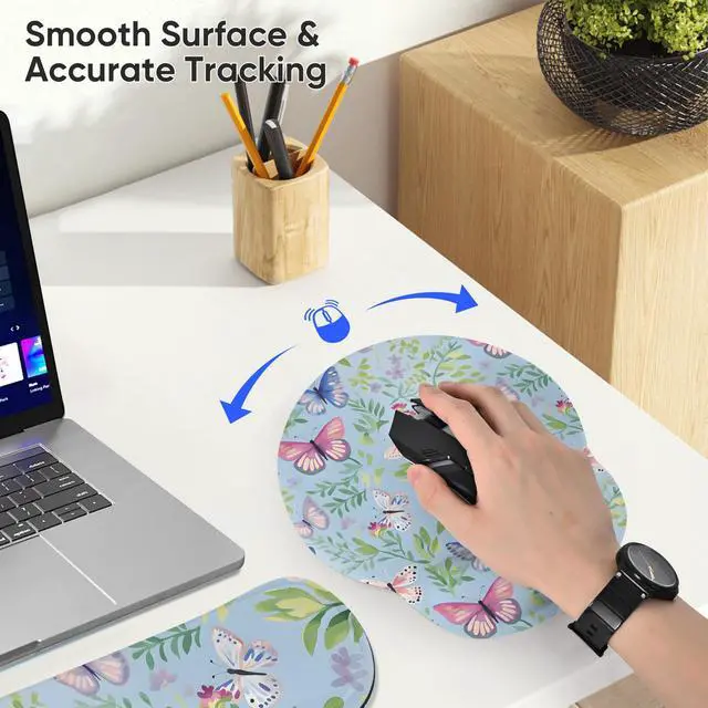 Alt view image 6 of 7 - Ergonomic Keyboard Mouse Pad Wrist Rest Support Set for Laptop/Computer/Desktop,Memory Foam Hand Rest Wrist Cushion for Gaming/Office,Lightweight Comfortable & Pain Relief (Butterflies)