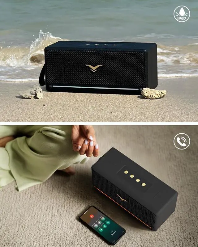 Alt view image 4 of 7 - Bluetooth Speaker, StageSound Retro Speaker Wireless, Portable Loud Speaker with Bass Boost, 80W, IP67 Waterproof, LED Lights, TWS Pairing, 12H Playtime, TF/AUX/USB Play for Party, Home, Outdoor, Gift