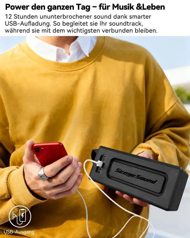 Alt view image 6 of 7 - Bluetooth Speaker, StageSound Retro Speaker Wireless, Portable Loud Speaker with Bass Boost, 80W, IP67 Waterproof, LED Lights, TWS Pairing, 12H Playtime, TF/AUX/USB Play for Party, Home, Outdoor, Gift