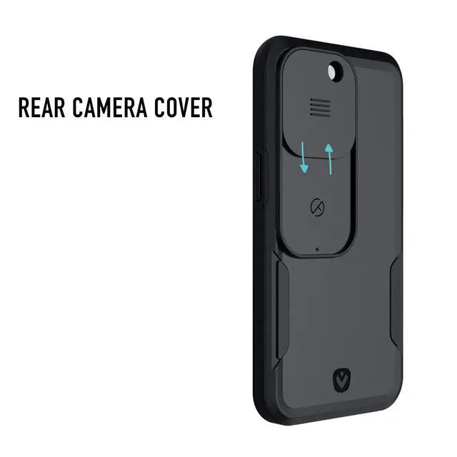 Alt view image 3 of 7 - iPhone 13 Pro Case with Camera Covers Front and Rear | Protect Your iPhone and Privacy | 6-Foot Drop Proof | 6,1 Inch | Camera Protection by Valenta. Black