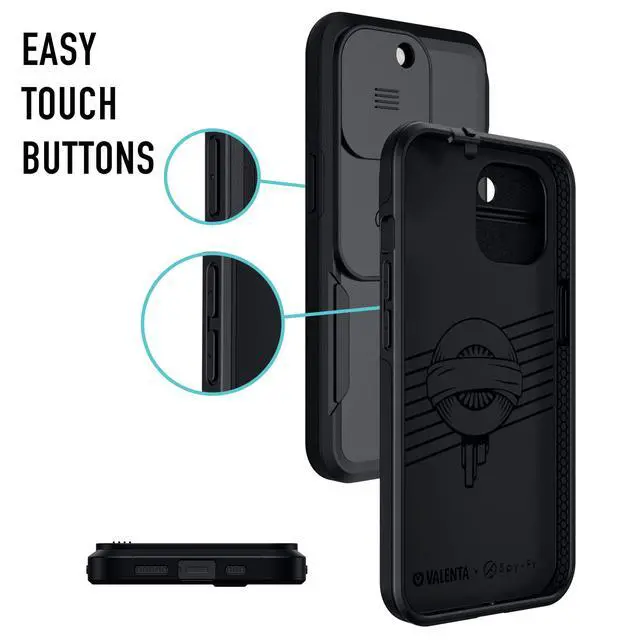 Alt view image 6 of 7 - iPhone 13 Pro Case with Camera Covers Front and Rear | Protect Your iPhone and Privacy | 6-Foot Drop Proof | 6,1 Inch | Camera Protection by Valenta. Black